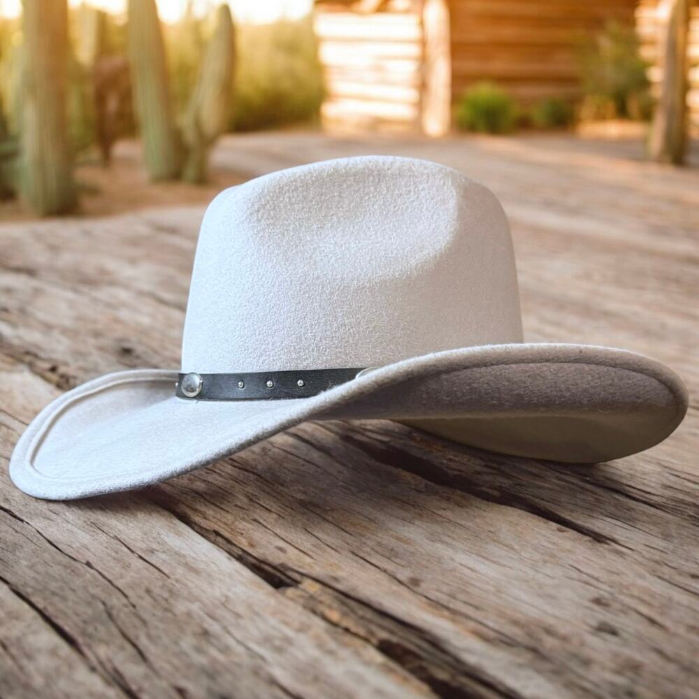 VTG Minnetonka Western Hat Unisex Gray Wool Felt Wire Brim Cowboy Cowgirl Sz  L